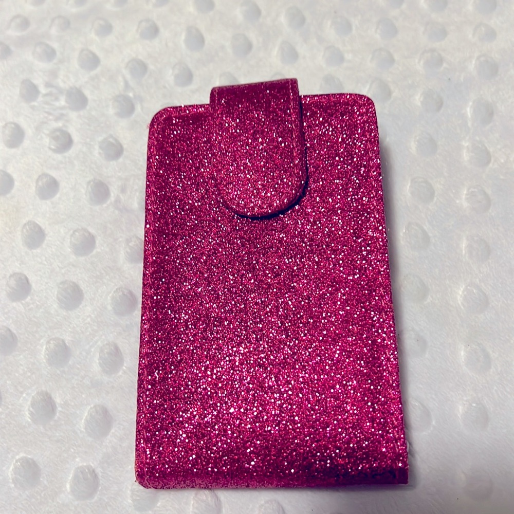 LIPSENSE CASE HOLDER WITH MIRROR - HOT PINK SPARKLE